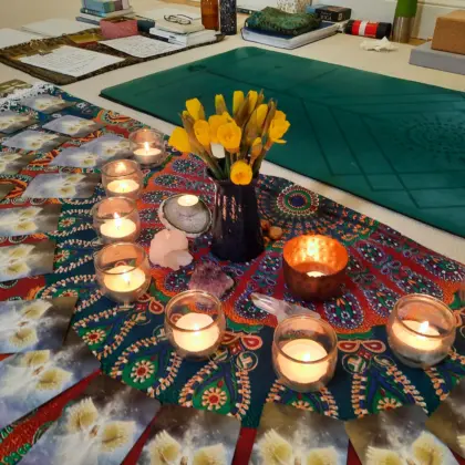 Oracle cards and candles