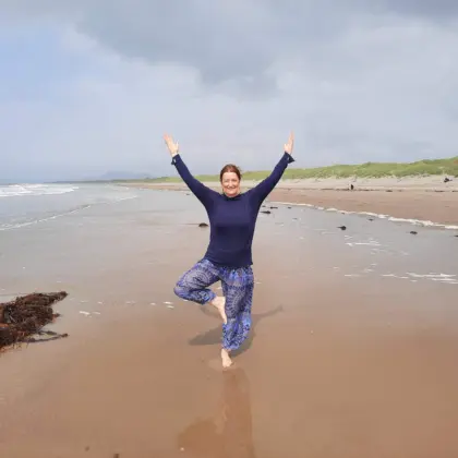 Tree pose beach yoga